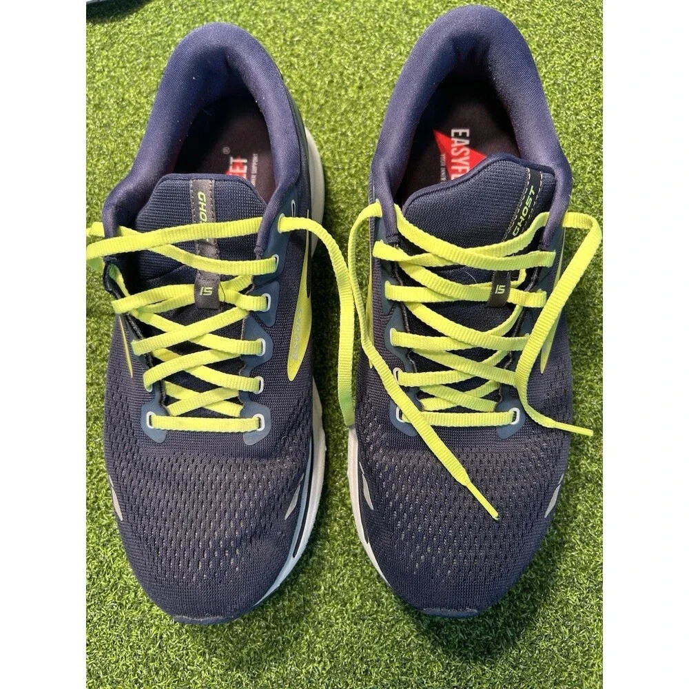 Brooks Ghost 15 Mens Size 11 Wide 2E Running Shoes Navy Neon Arch Support Insole